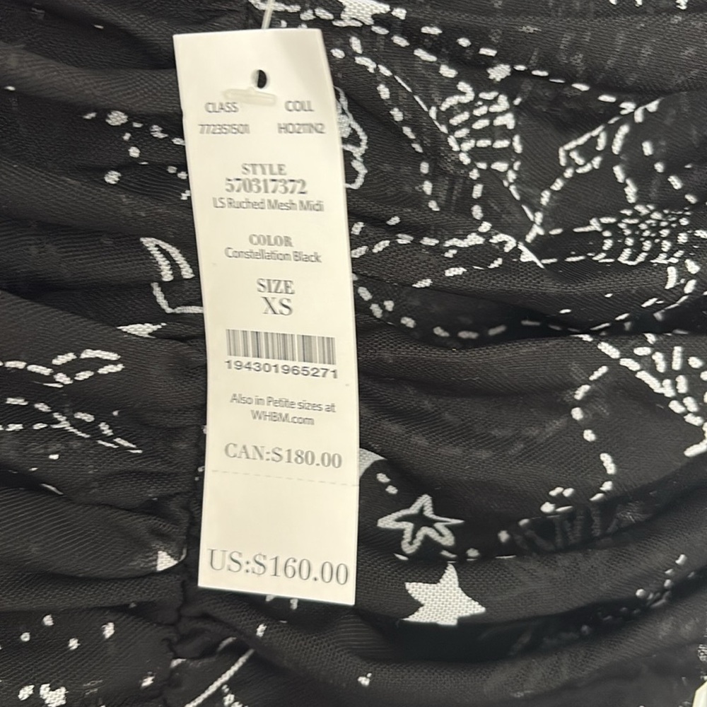 White House Black Market Black Starry Long Sleeve Dress - Picture 2 of 3